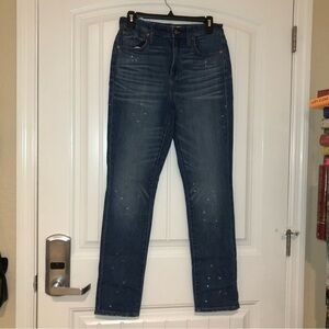 Madewell The High-Rise Slim Boy White Speck Blue Jeans Size 26